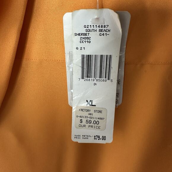 Jones New York 100% Silk Button Front Blouse XL Orange Sherbet Shirt NWT NOS Y2K - Picture 10 of 14